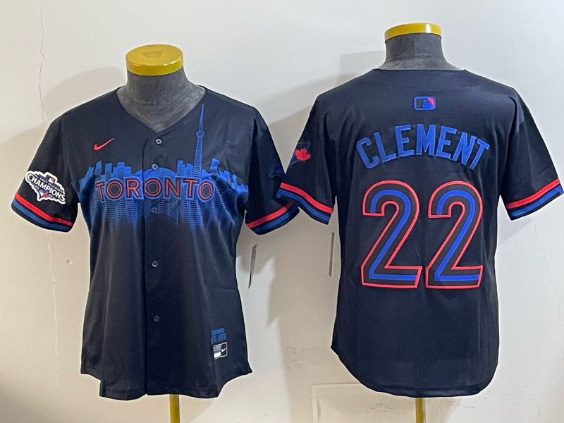 Women 2025 Nike Toronto Blue Jays #22 Clement black Game MLB Jersey 04